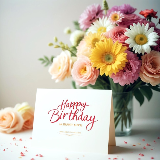 Happy birthday card with flowers assortment