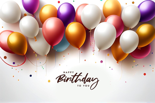 Happy Birthday Celebration Background with Realistic Balloons Template for Birthday Poster or banner