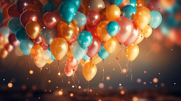 Happy birthday celebration background with realistic balloons