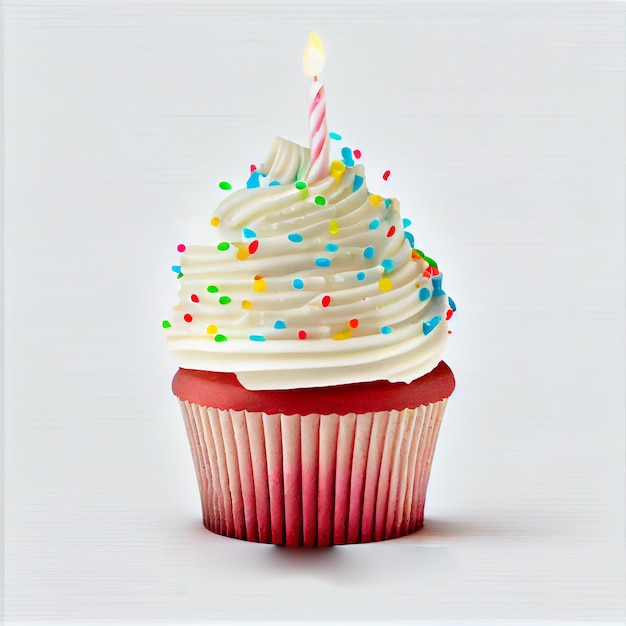 Photo happy birthday cupcake ai based illustration