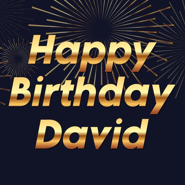 Happy Birthday David Gold Confetti Cute Balloon Card Photo Text Effect