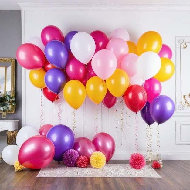 Photo happy birthday festive decorative elements balloon wedding arch