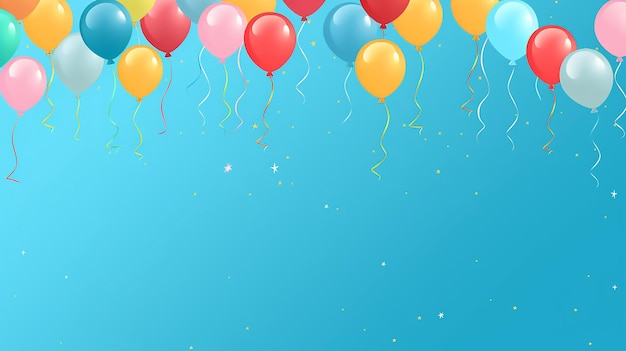 생일 축하 플래트 라인 스타일 풍선 배경