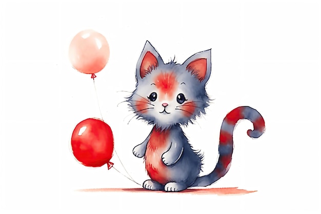 Happy Birthday Happy Cute cartoon cat Illustration Post processed AI generated image