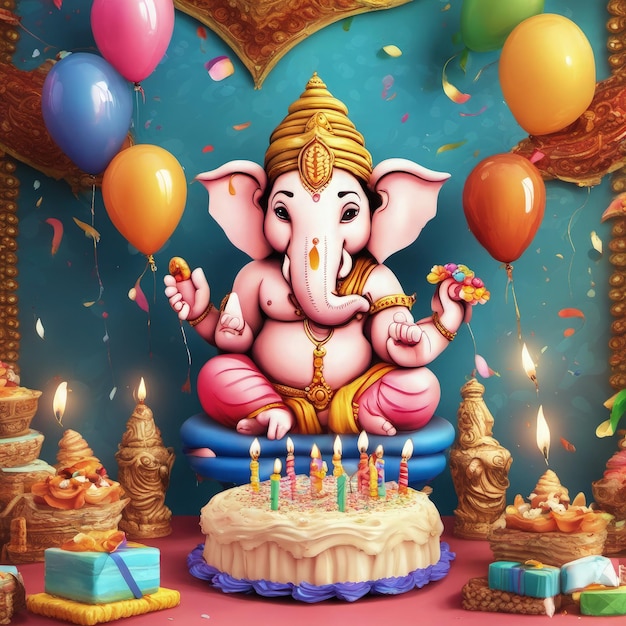 Photo happy birthday hindu loard ganesh ji ganesh ji birthday celebrate