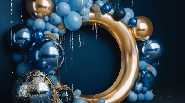 Happy Birthday Holiday Background with Balloons Illustration AI Generative