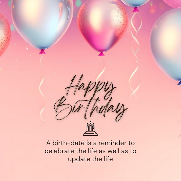 Photo happy birthday invitation card and instagram social media post background