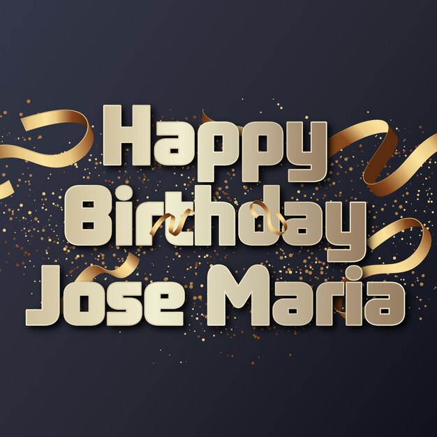 Happy Birthday Jose Maria Gold Confetti Cute Balloon Card Photo Text Effect