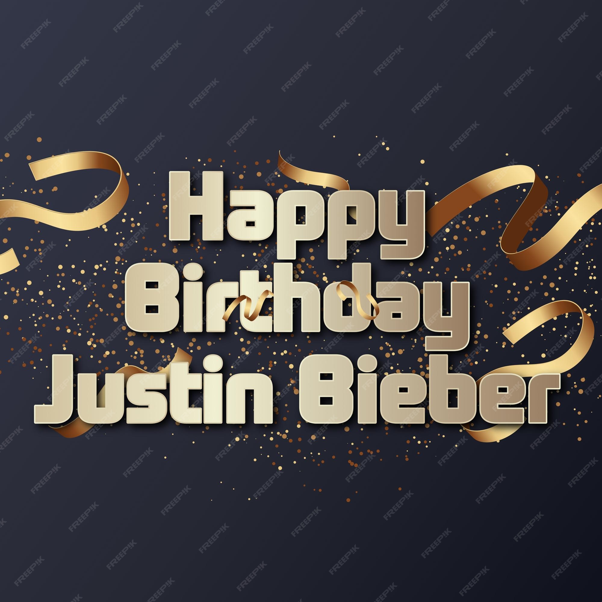 Premium Photo Happy Birthday Justin Bieber Gold Confetti Cute Balloon