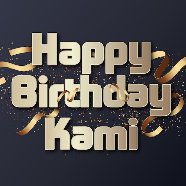 Happy Birthday Kami Gold Confetti Cute Balloon Card Photo Text Effect