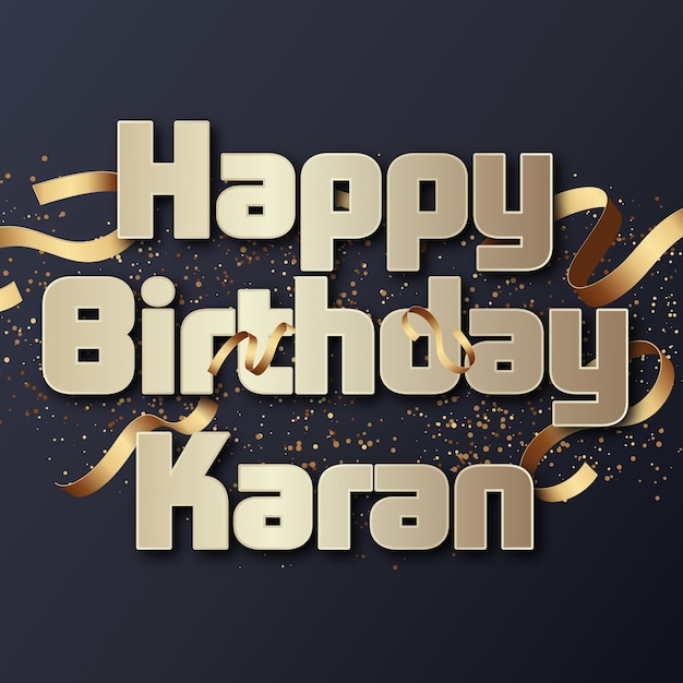 Photo happy birthday karan gold confetti cute balloon card photo text effect