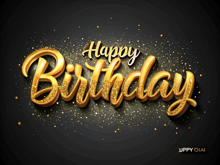 Photo happy birthday lettering with golden letters