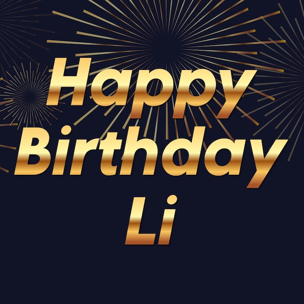 Happy Birthday Li Gold Confetti Cute Balloon Card Photo Text Effect