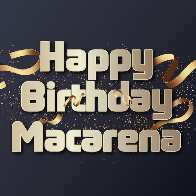 Happy Birthday Macarena Gold Confetti Cute Balloon Card Photo Text Effect