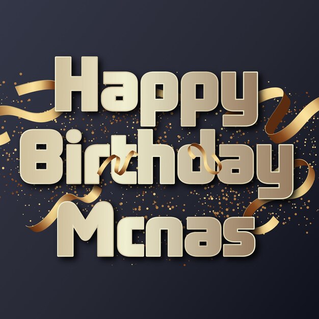 Happy Birthday Mcnas Gold Confetti Cute Balloon Card Photo Text Effect