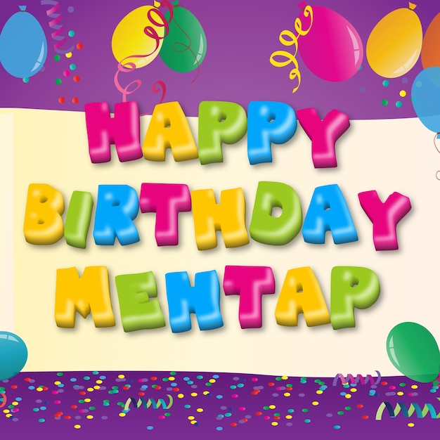 Happy Birthday Mehtap Gold Confetti Cute Balloon Card Photo Text Effect