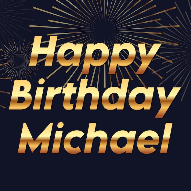 Happy Birthday Michael Gold Confetti Cute Balloon Card Photo Text Effect