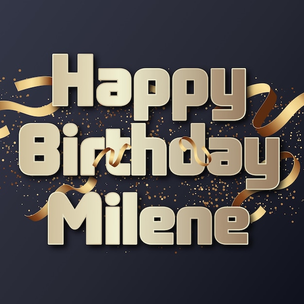 Happy Birthday Milene Gold Confetti Cute Balloon Card Photo Text Effect