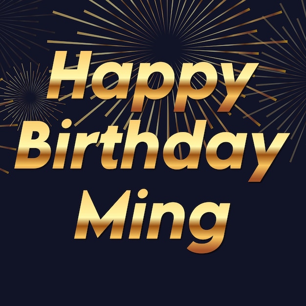 Happy Birthday Ming Gold Confetti Cute Balloon Card Photo Text Effect