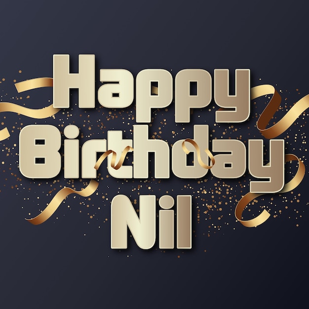 Photo happy birthday nil gold confetti cute balloon card photo text effect