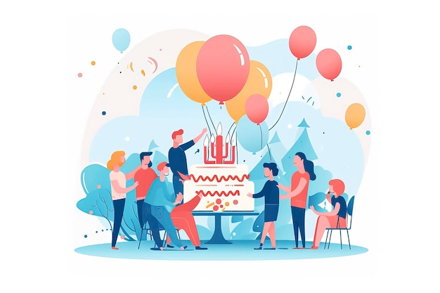 Happy Birthday Party illustration Idea Generative AI