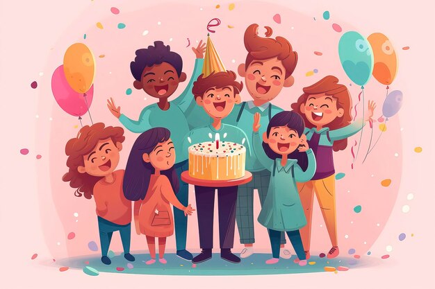 Happy Birthday Party illustration Idea Generative AI