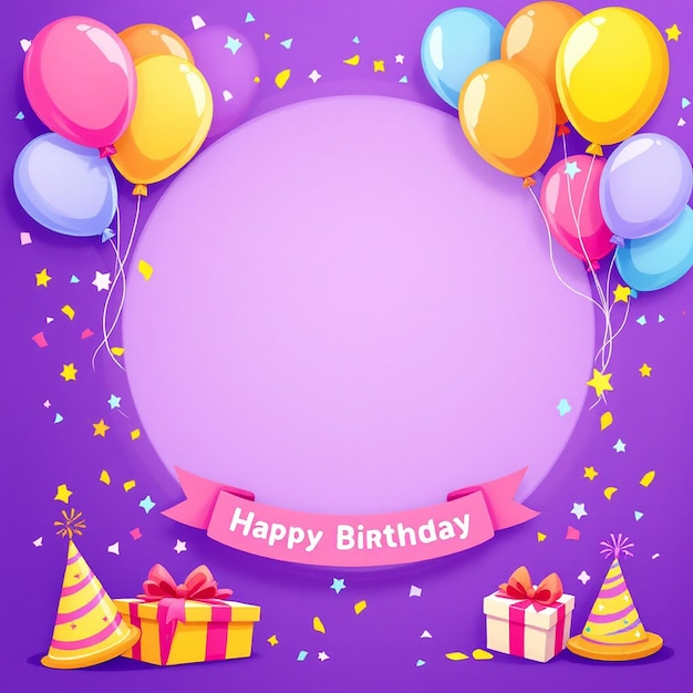 Happy birthday photocall with golden frame