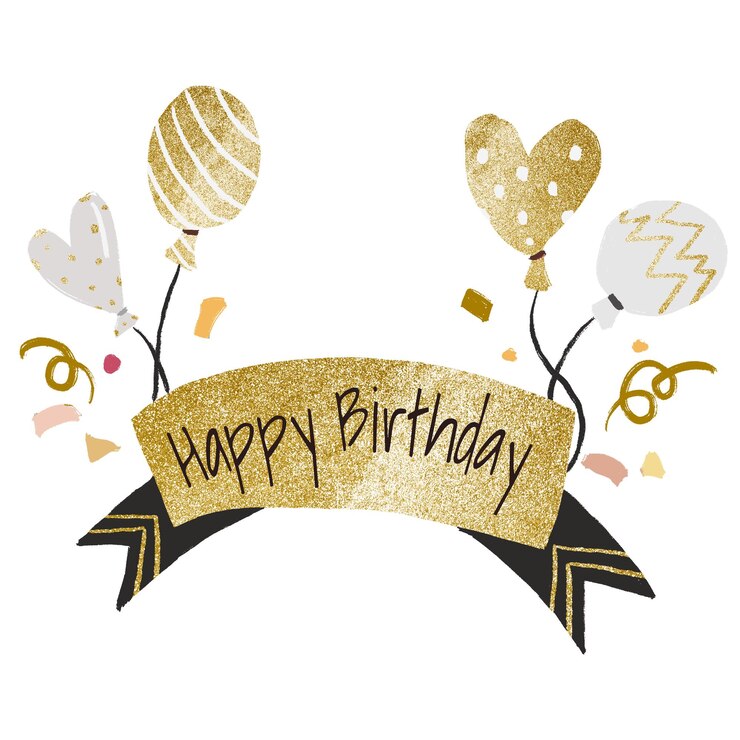 Photo happy birthday png sticker label and balloons