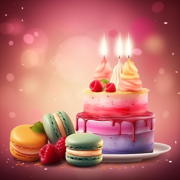 Плакат с днем рождения с вкусным тортом ко дню рождения 2