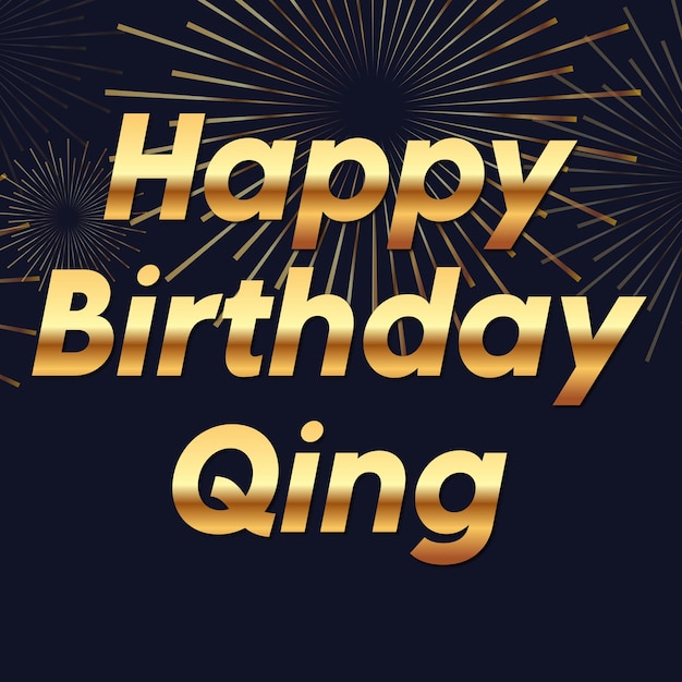 Happy Birthday Qing Gold Confetti Cute Balloon Card Photo Text Effect
