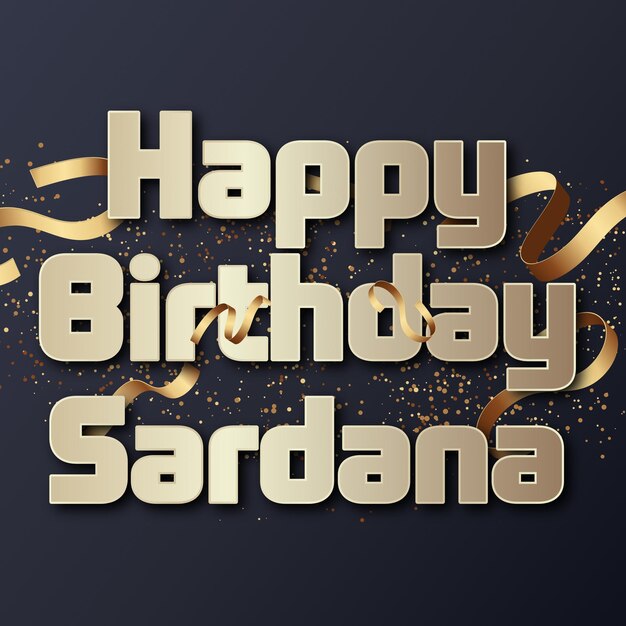 Photo happy birthday sardana gold confetti cute balloon card photo text effect