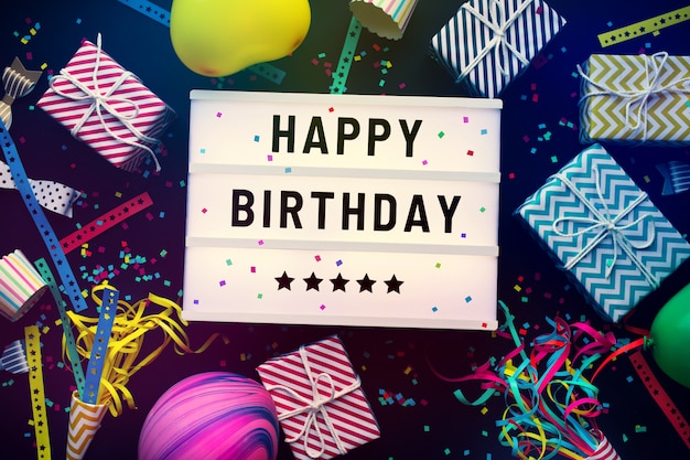 Photo happy birthday text on cinema lightbox