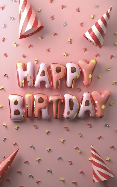 Happy birthday wish card template background generate with ai