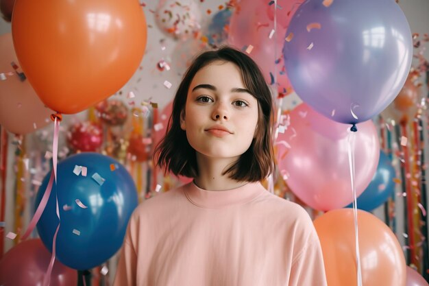 happy birthday young girl holding up gift