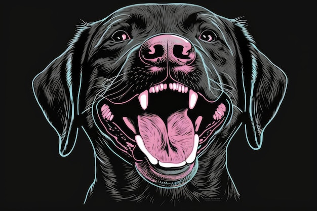 Happy black dog with its tongue out Generative AI