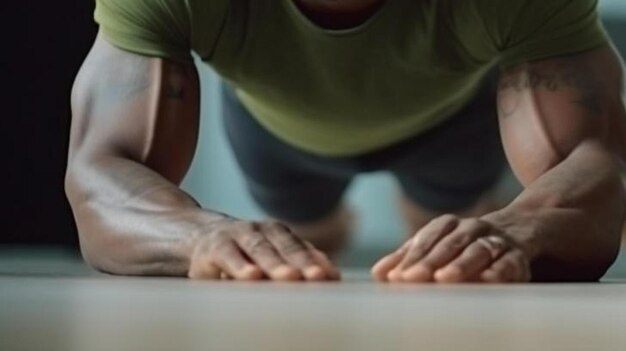 Photo happy black healthy father lying enjoy playing lift excited little child son in fitnees sport