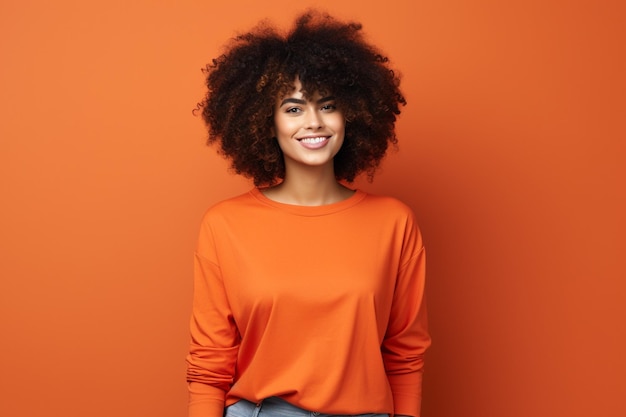 Happy black woman person Casual Featured social image Colored background