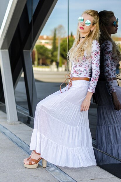 Happy blonde young woman