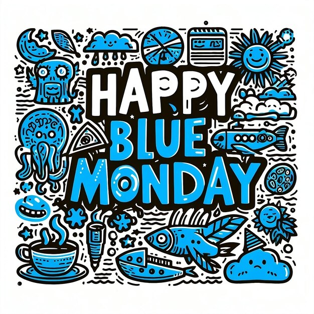 Photo happy blue monday january 15th flyer poster cover social media ads