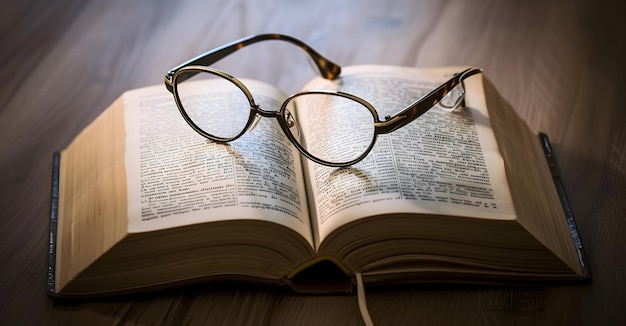 Foto buona giornata del libro con gli occhiali da lettura e il tablet sul libro