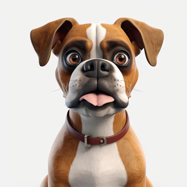 Happy Boxer Dog with Adorable Smile in Pixar Style