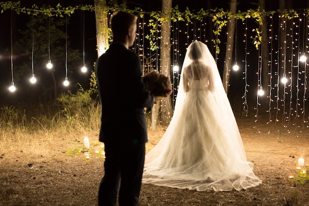 Happy bride and groom on their wedding