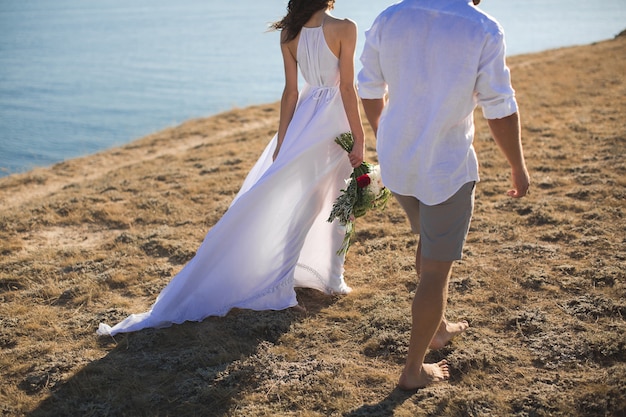 Happy bride and groom on their wedding