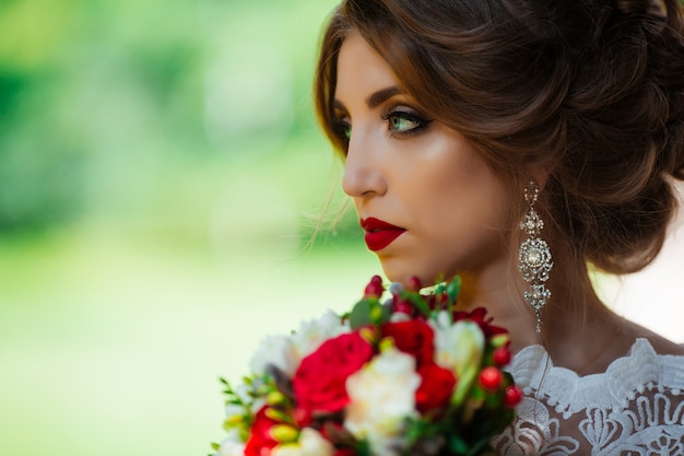 Happy bride at their wedding