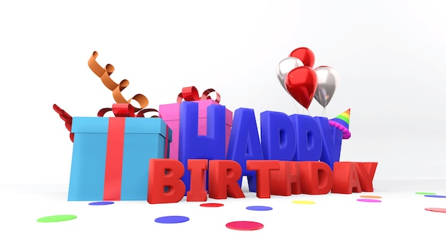 С днем рождения композиция с подарком и воздушными шарами