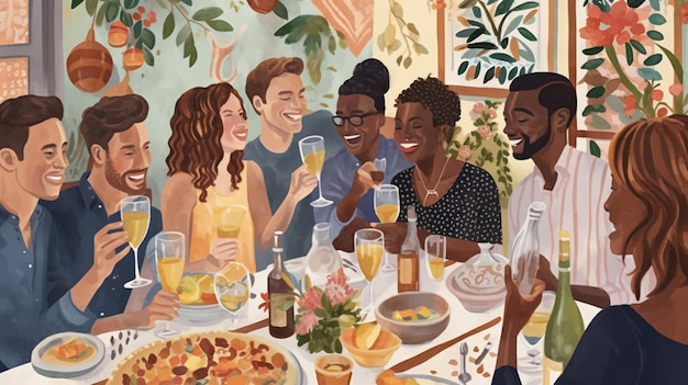 A happy brunch with loved ones filled with laughter