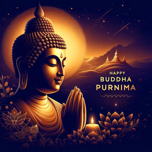 Photo happy buddha purnima festival background vesak day buddha jayanti buddha day