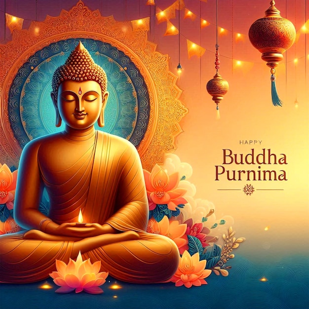 Happy Buddha Purnima Festival Background Vesak Day Buddha Jayanti Buddha Day