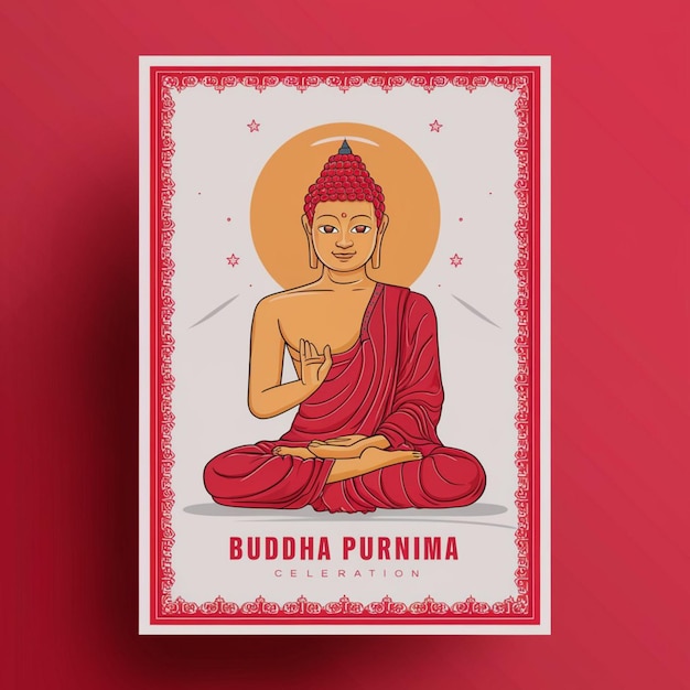 Foto disegno del poster di happy buddha purnima