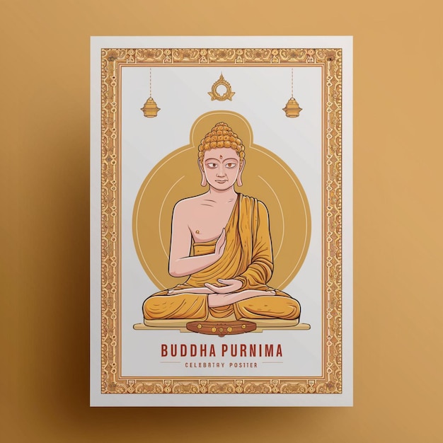 Photo happy buddha purnima poster design